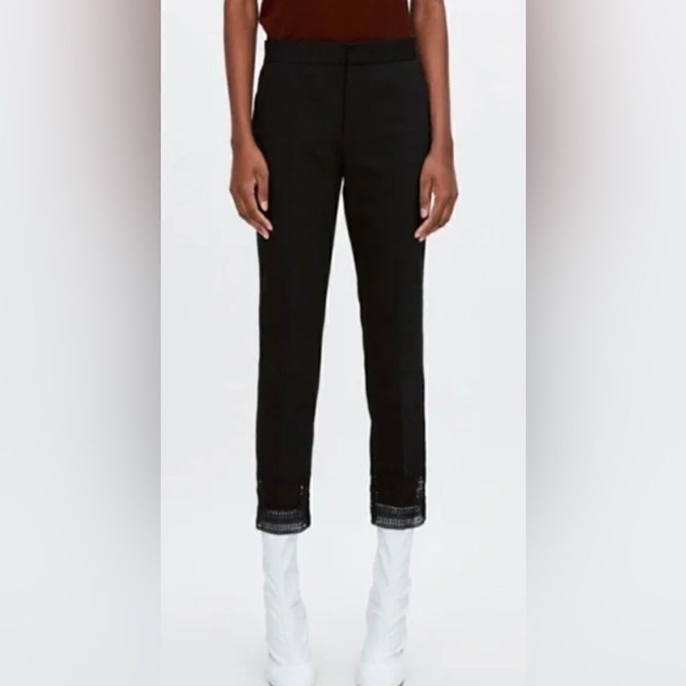 ZARA Black Crochet Straight Pant Medium - Picture 2 of 13